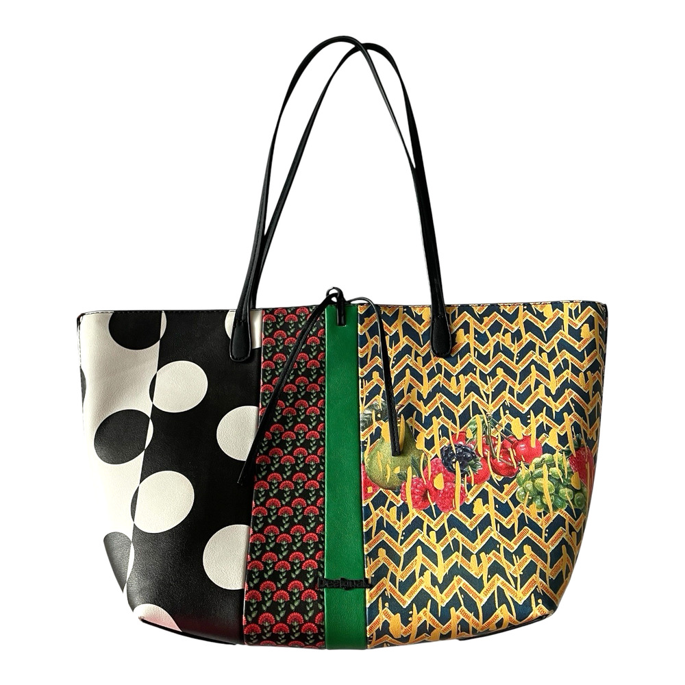 DESIGUAL Lola Patch Capri Reversible Shopper Multicolor Art-To-Wear Tote Bag